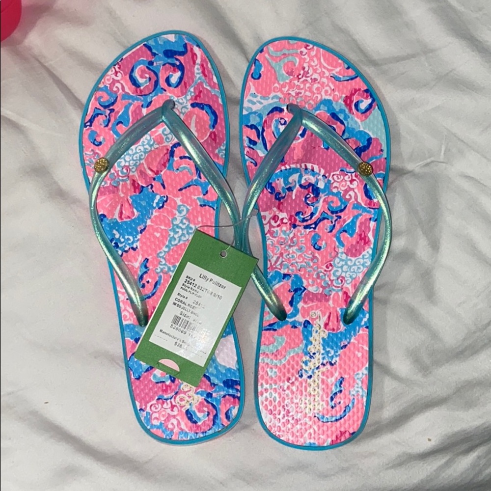 Lily Pulitzer colorful flip flops